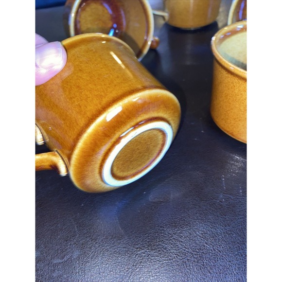 5 Piece Set Lot Vintage 1970s Taylor Smith Honey Gold Coffee Mugs Retro Diner - Picture 5 of 7
